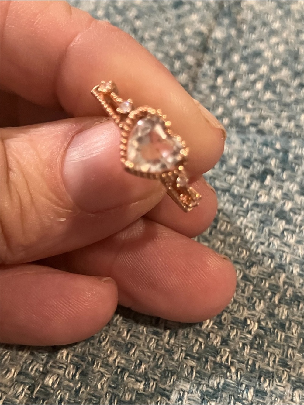 Heart-Shaped Clear Crystal Ring in Rose Gold Tone